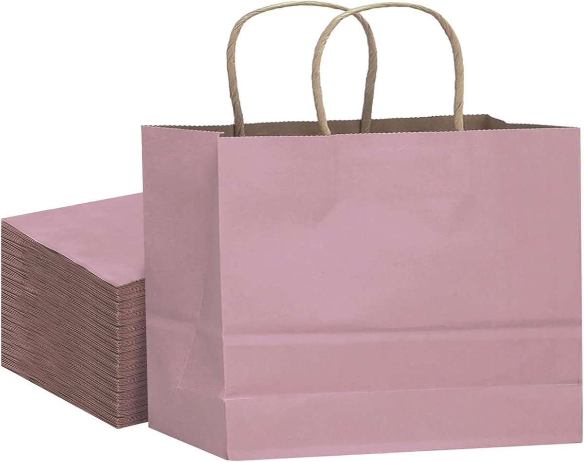 Papieren geschenktasjes met handgrepen, 16 stuks, 32 x 25 x 11 cm, roze tassen, meerdere toepassingen (12,6 x 9,8 x 4,3 inch, breed groot)