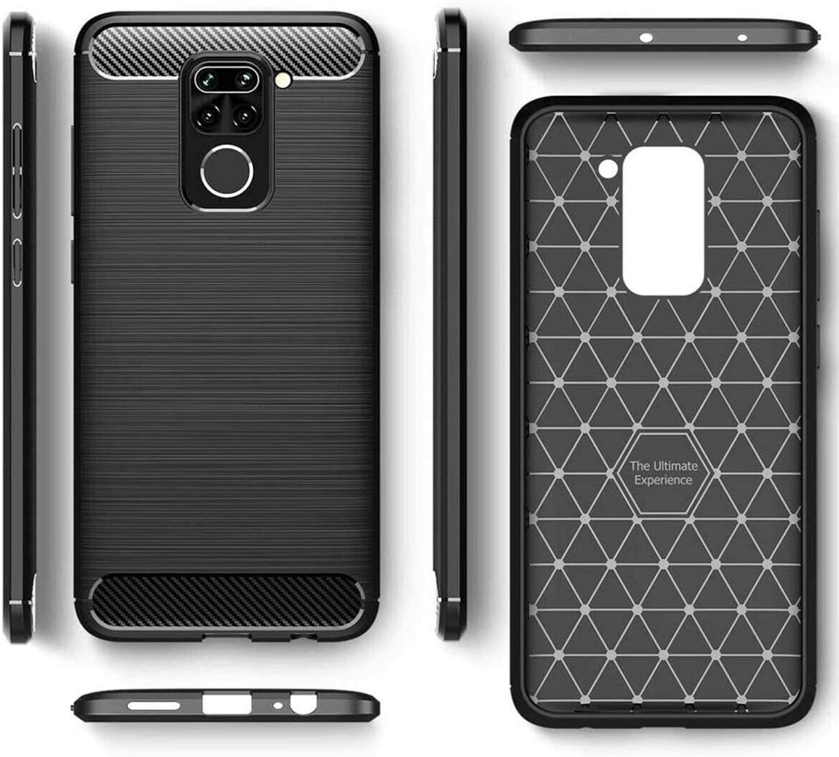 Case voor Xiaomi Redmi Note 9 Hoes Carbon Fiber Beschermhoes Stootvaste Siliconen Premium Cover Case Zwart [Draadloos het Laden Compatibel] (Xiaomi Redmi Note 9)