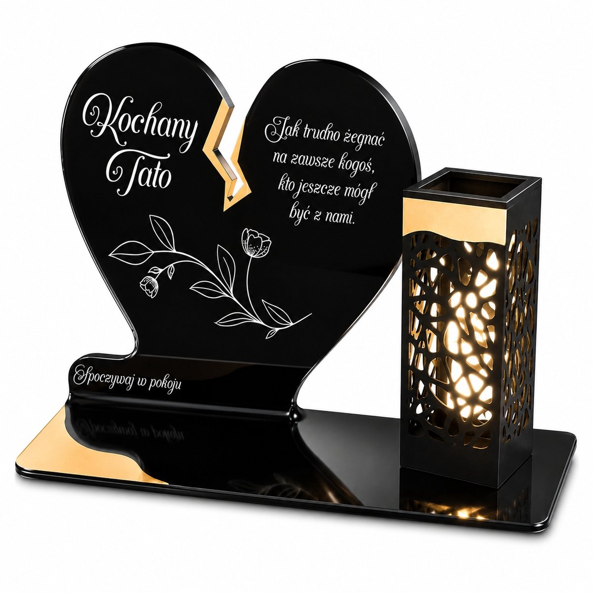 Zonne-graflicht Hart voor Papa LED Goud - Grafdecoratie