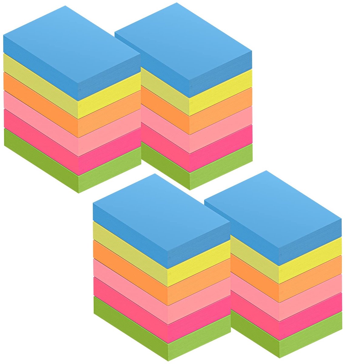 SolidKeus - 38 x 51 mm Neon Sticky Notes Set van 24 Blokken voor Notities