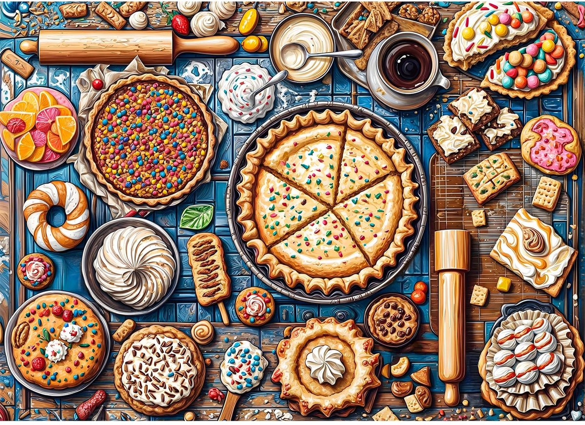 SolidKeus - Puzzel met 1000 Stukjes voor Volwassenen en Kinderen met Kleurrijke Dessert Motief