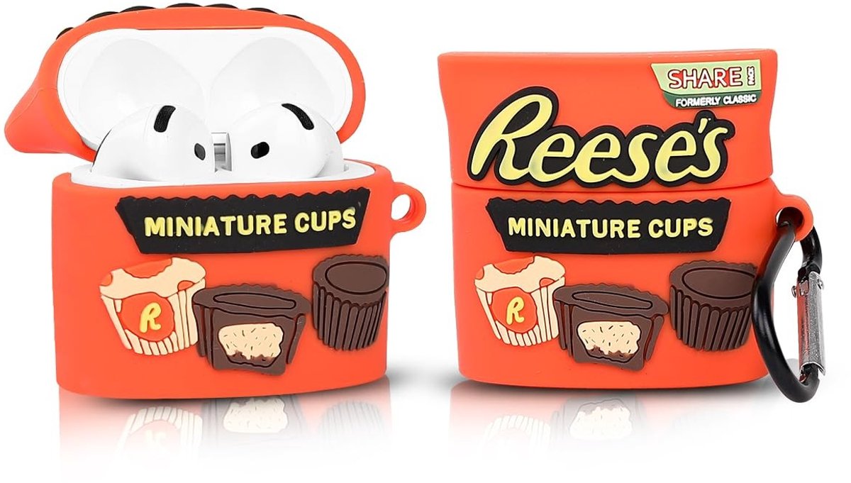 SolidKeus - Beschermende Silicone Hoes voor AirPods 4 met Sleutelhanger (Reeses)