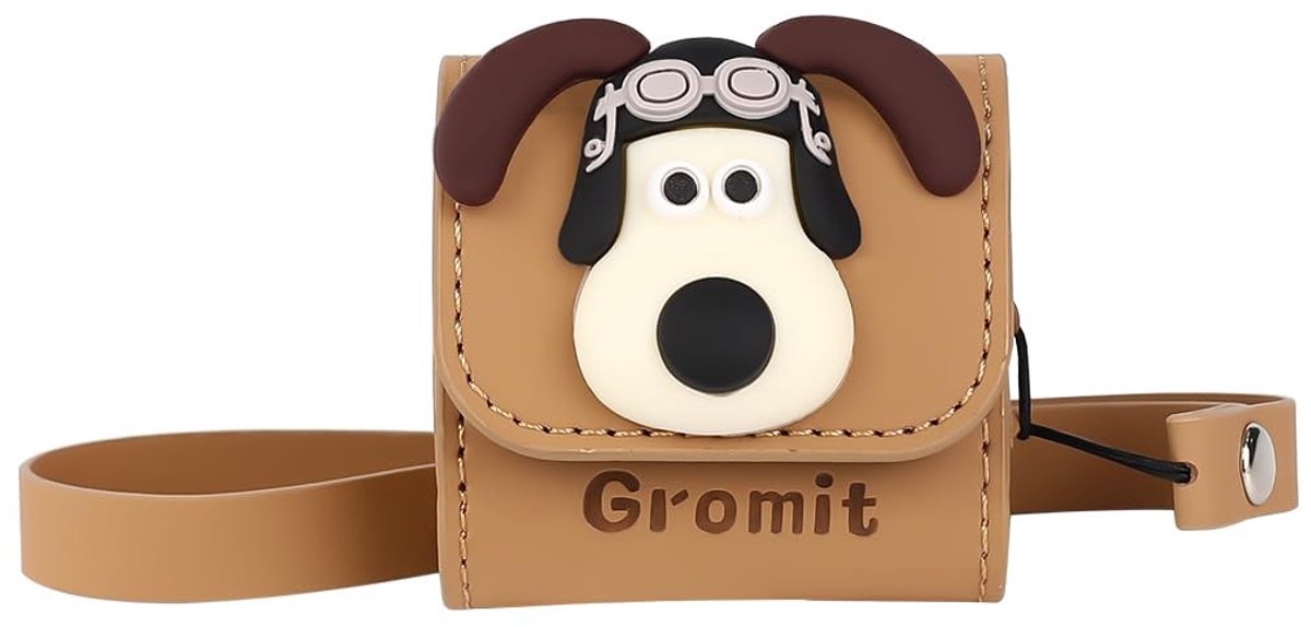 SolidKeus - Beschermende Leer Case voor AirPods 4 met Sleutelhanger en Cartoon Design