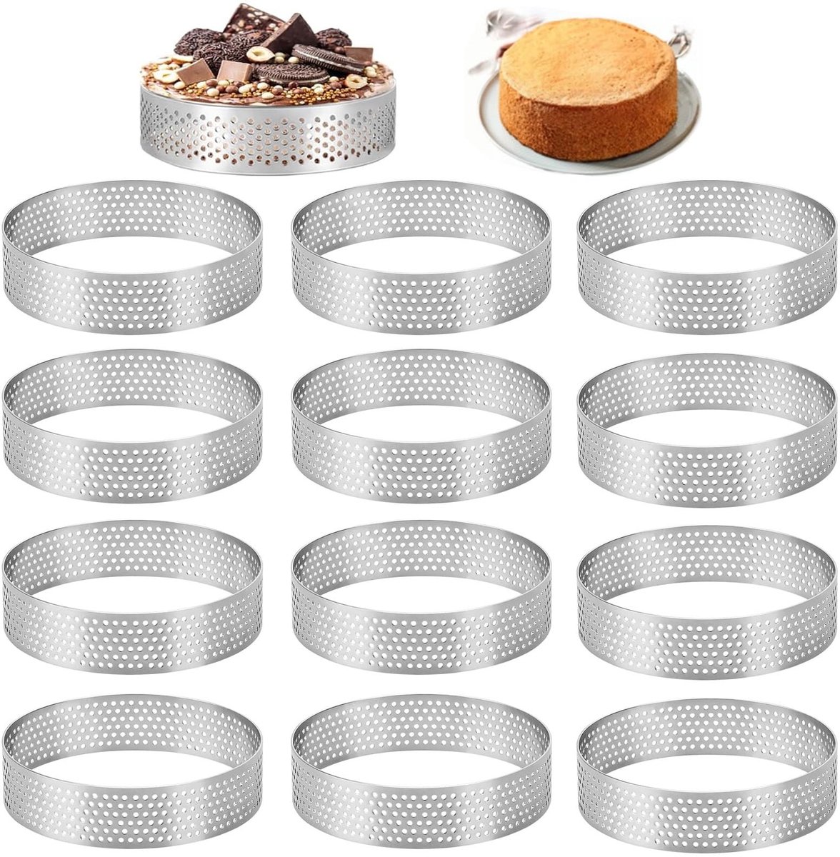SolidKeus - Set van 12 Mousse Taartvormen met Antiaanbaklaag