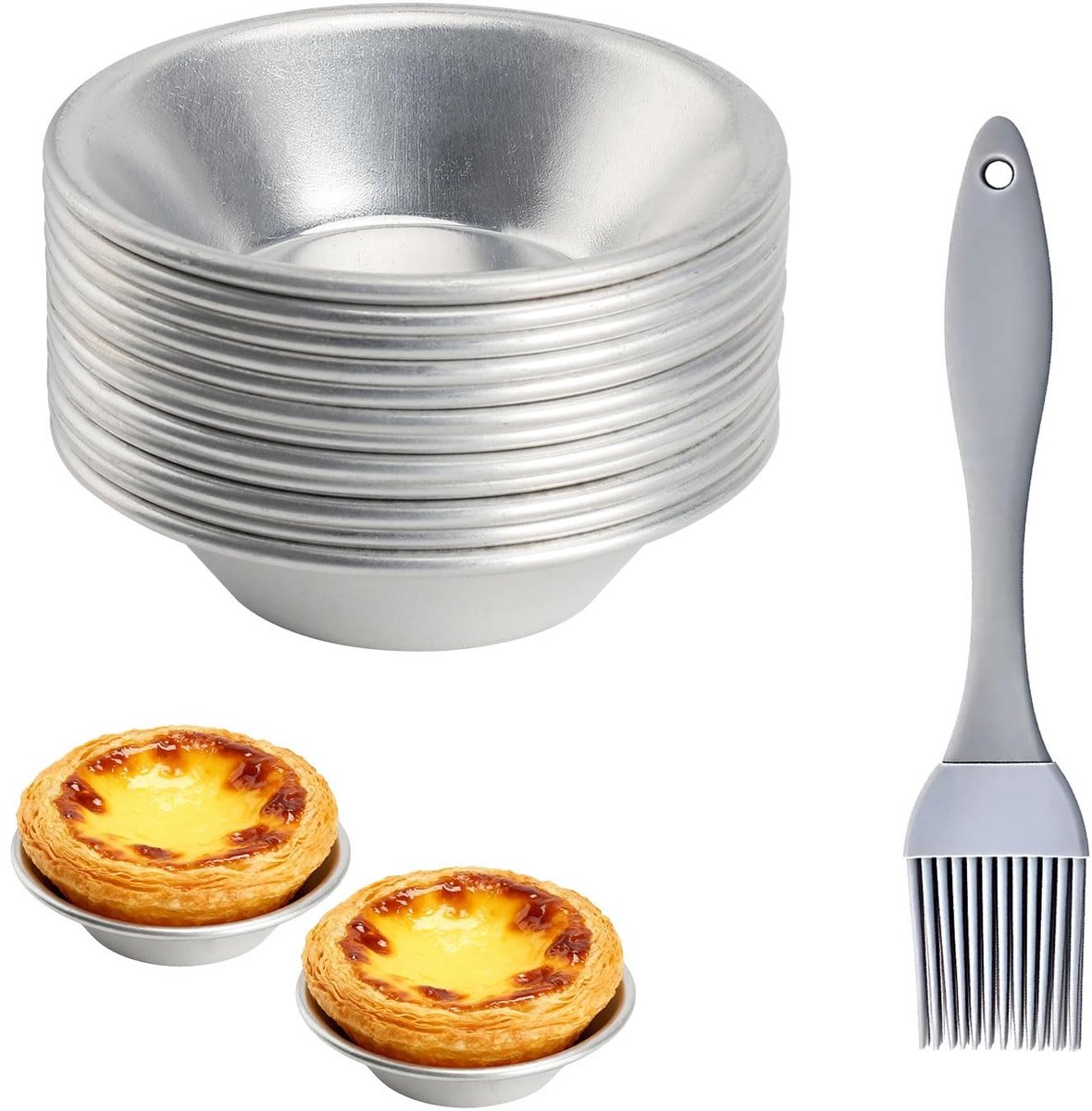 SolidKeus - Set van 12 Aluminium Bakvormen met Siliconen Borstel