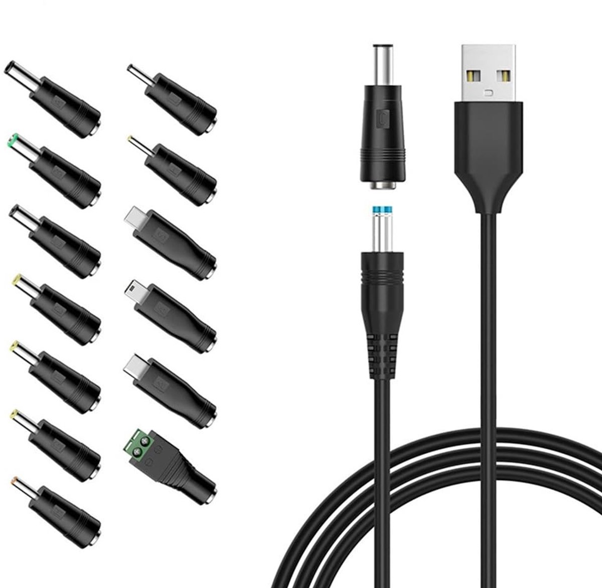 SolidKeus - 13-in-1 USB Oplaadkabel met DC Stekkers
