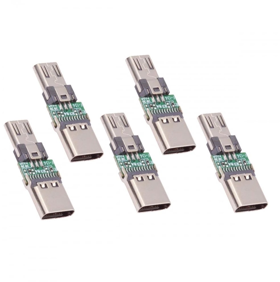 SolidKeus - 5-pack Micro USB 2.0 naar USB Type-C PCBA Adapter
