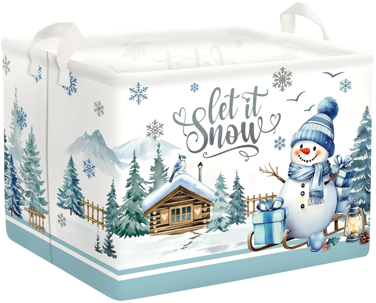 SolidKeus - Vouwbare Opbergmand voor Kinderen met Sneeuwman Motief