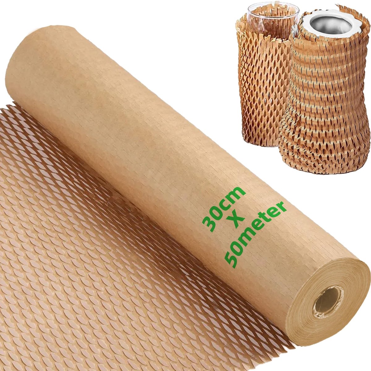 SolidKeus - Honingraat Papier Verpakking Rol 50m x 30cm