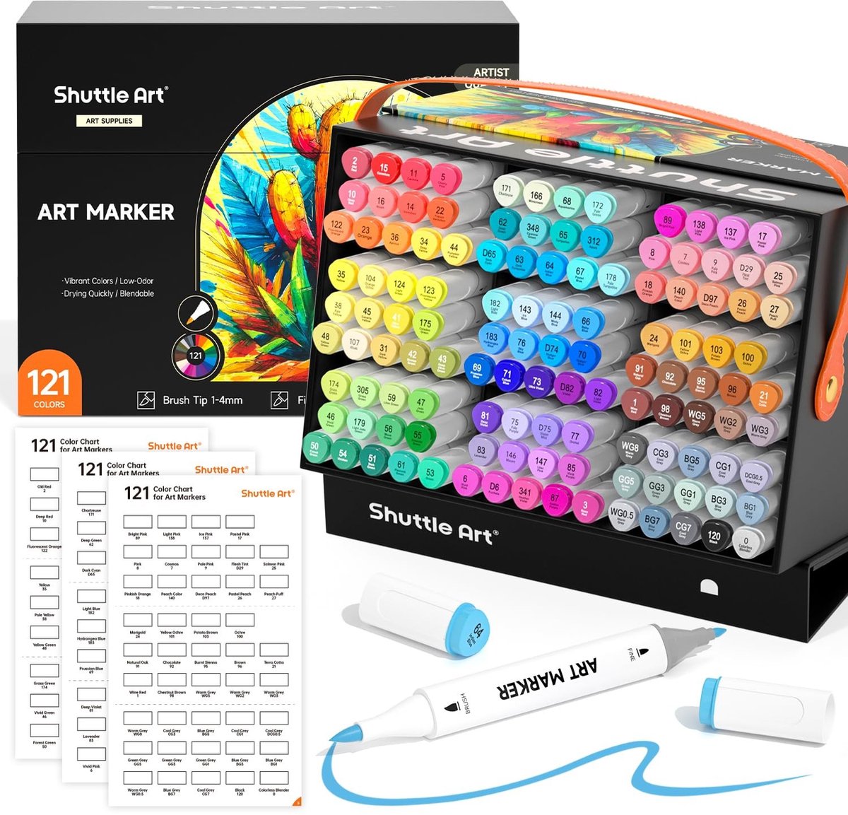 SolidKeus - Set van 121 Brush Fine Tip Art Markers