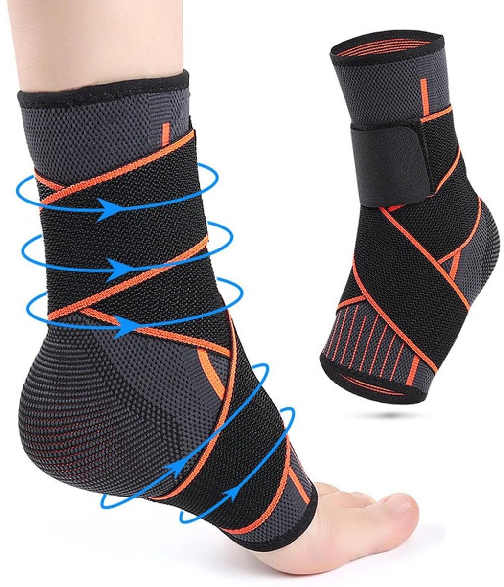 Enkelbandage voor optimale omknikbescherming bij enkelblessures, elastische voetbandage voor sportactiviteiten zoals voetballen en fietsen