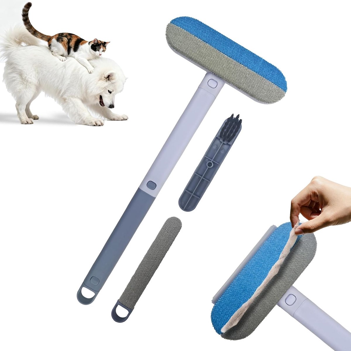 Pluizenborstel -Pluizenborstel kledingborstel - Huisdieren haar verwijderaar- Pluizenborstel kledingborstel- Hondenhaar Verwijderaar - Kattenhaar Verwijderaar - Herbruikbare Pluizenroller - 3-in-1 Haarverwijderaar