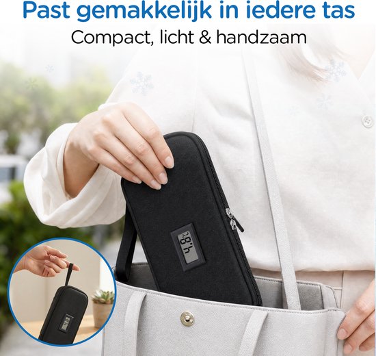 Zorghelden® Luxe insuline koeltas - Inclusief ingebouwde thermometer - Inclusief 2 icepacks - Diabetes etui - Compact koeltasje voor op reis van Zorghelden — afbeelding 5