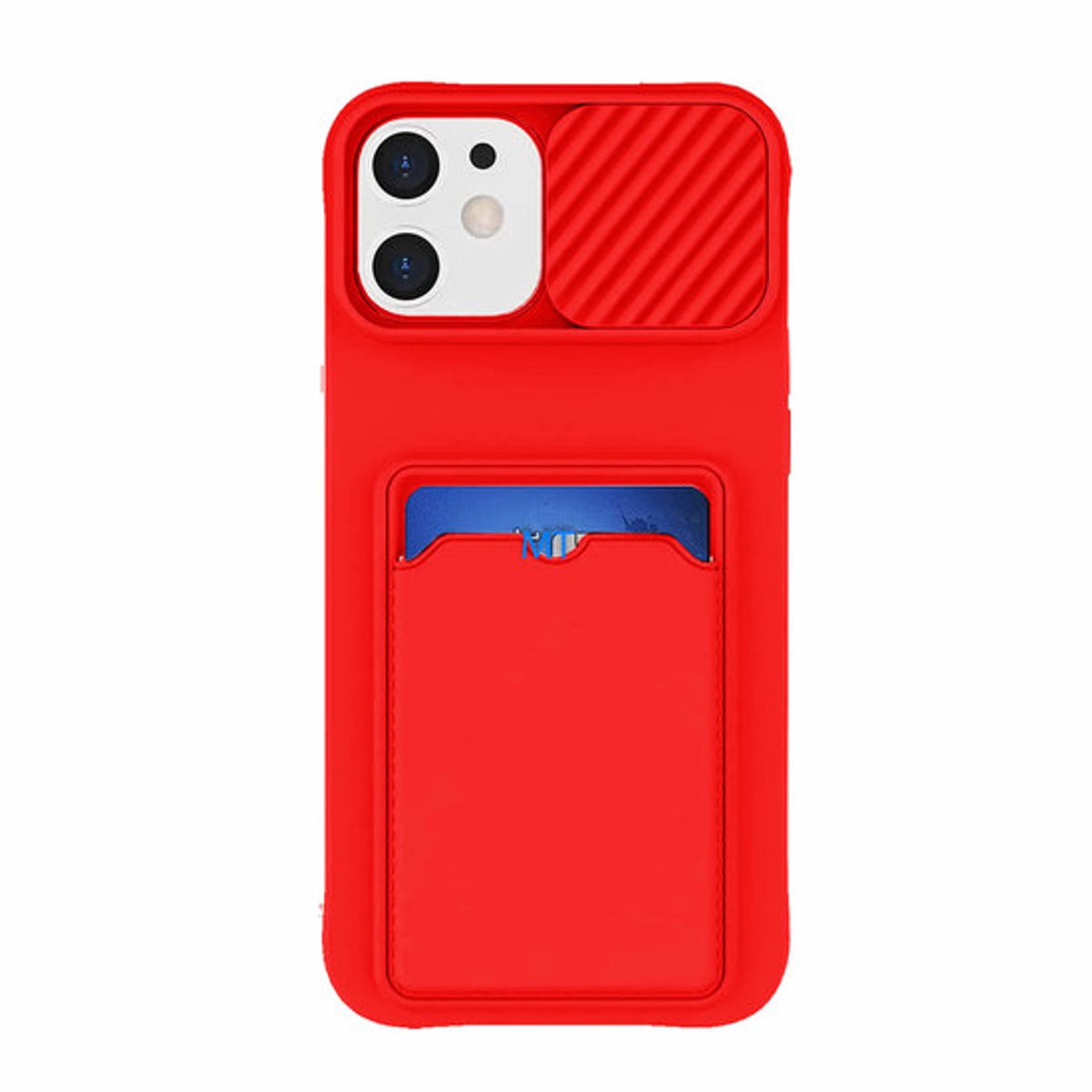 GREEN ON Card Case Anti Shock Silicone With Camera Slider For I-Phone 11 Pro Max - Rood-Red