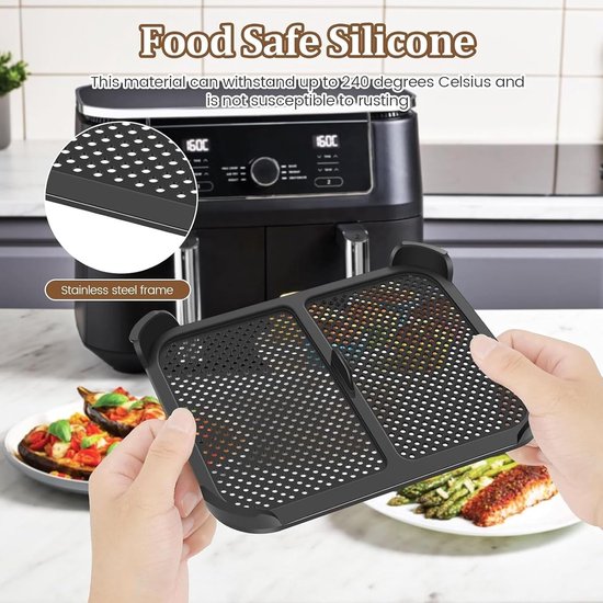 2 stuks spatscherm voor heteluchtfriteuse, siliconen materiaal, stofbescherming, effectief vetspatscherm, accessoires voor airfryer, keukenhulpjes voor frituren — afbeelding 5
