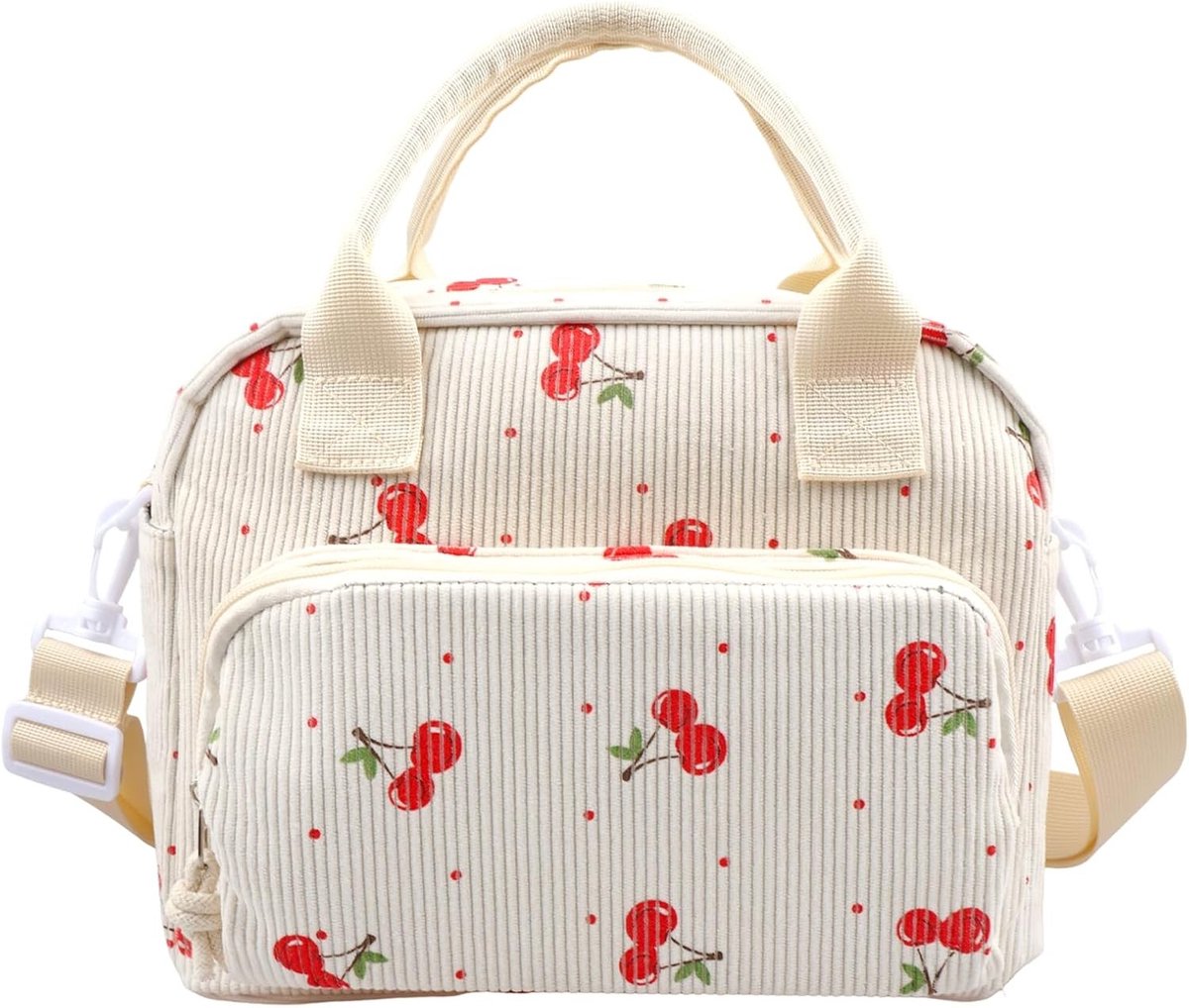 Vouwbare Koeltas van 10 Liter met Kersenprint voor Reizen en Werk - Isolerende Thermotas voor Mannen, Vrouwen en Kinderen