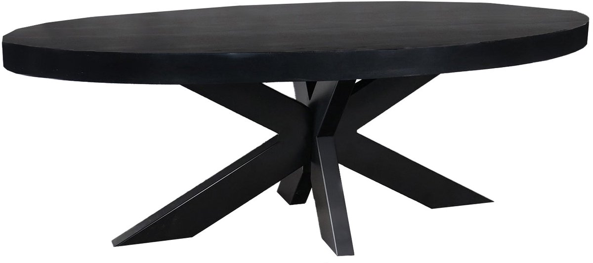 Salontafel ovaal mangohout 100cm Jimmy zwart duurzaam hout mango ovale bijzettafel