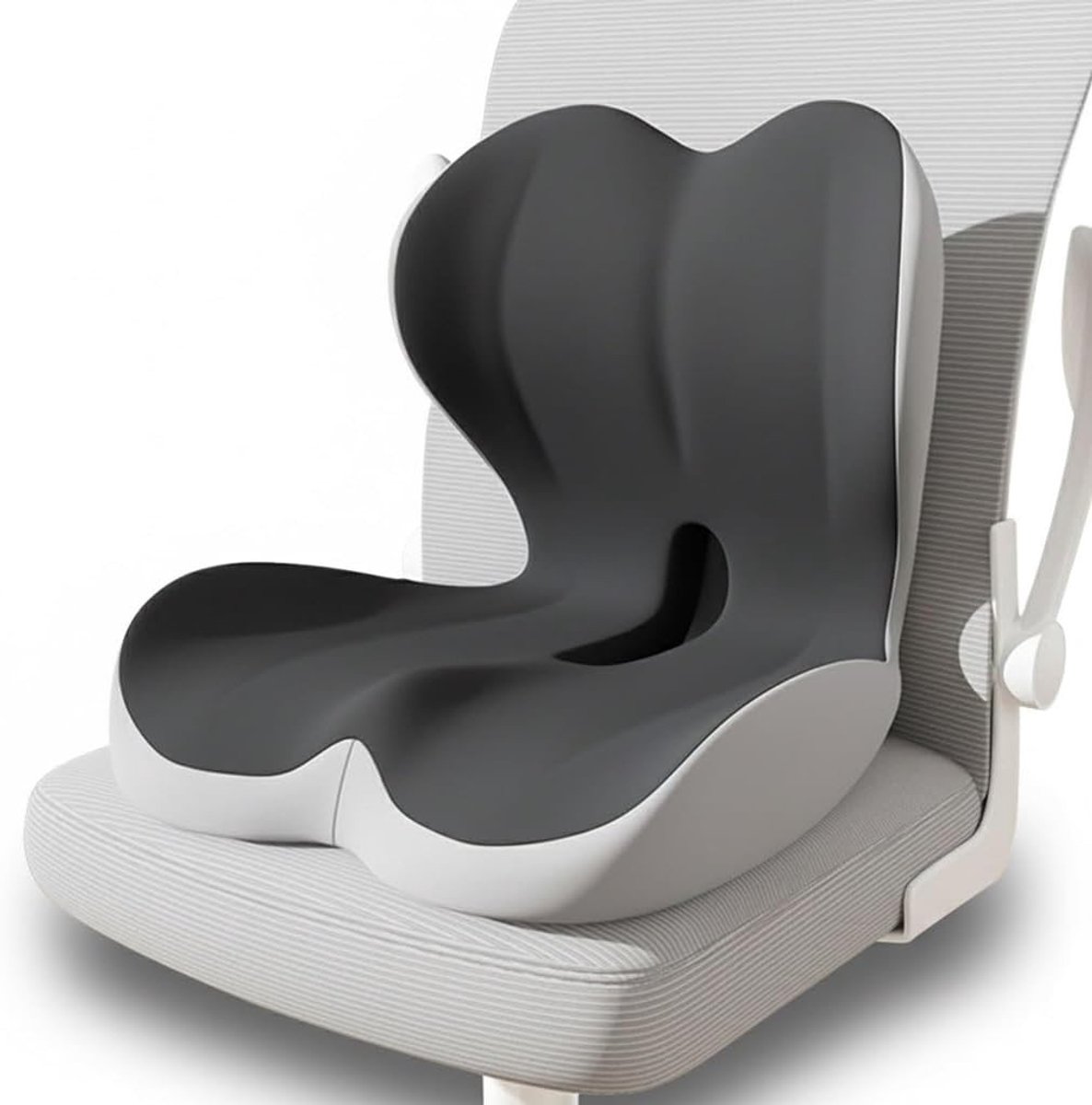 Ergonomisch Zitkussen met Lendensteun van Geheugenschuim, Ideaal voor Thuis, Auto en Rolstoelen - Comfortabel en Ondersteunend Kussen in Grijs