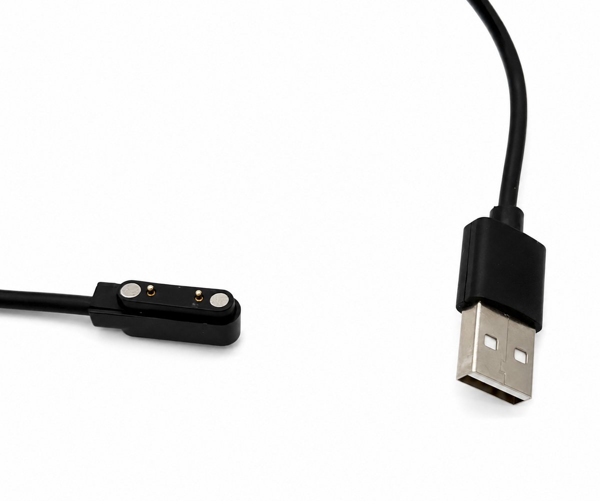 Smartwatch Oplader - Magnetische USB Oplaadkabel Geschikt voor Smartwatch, Kinder Smartwatch & Kinder GPS Horloge - 2-Pin 7,62 mm - 0,6 Meter - Zwart
