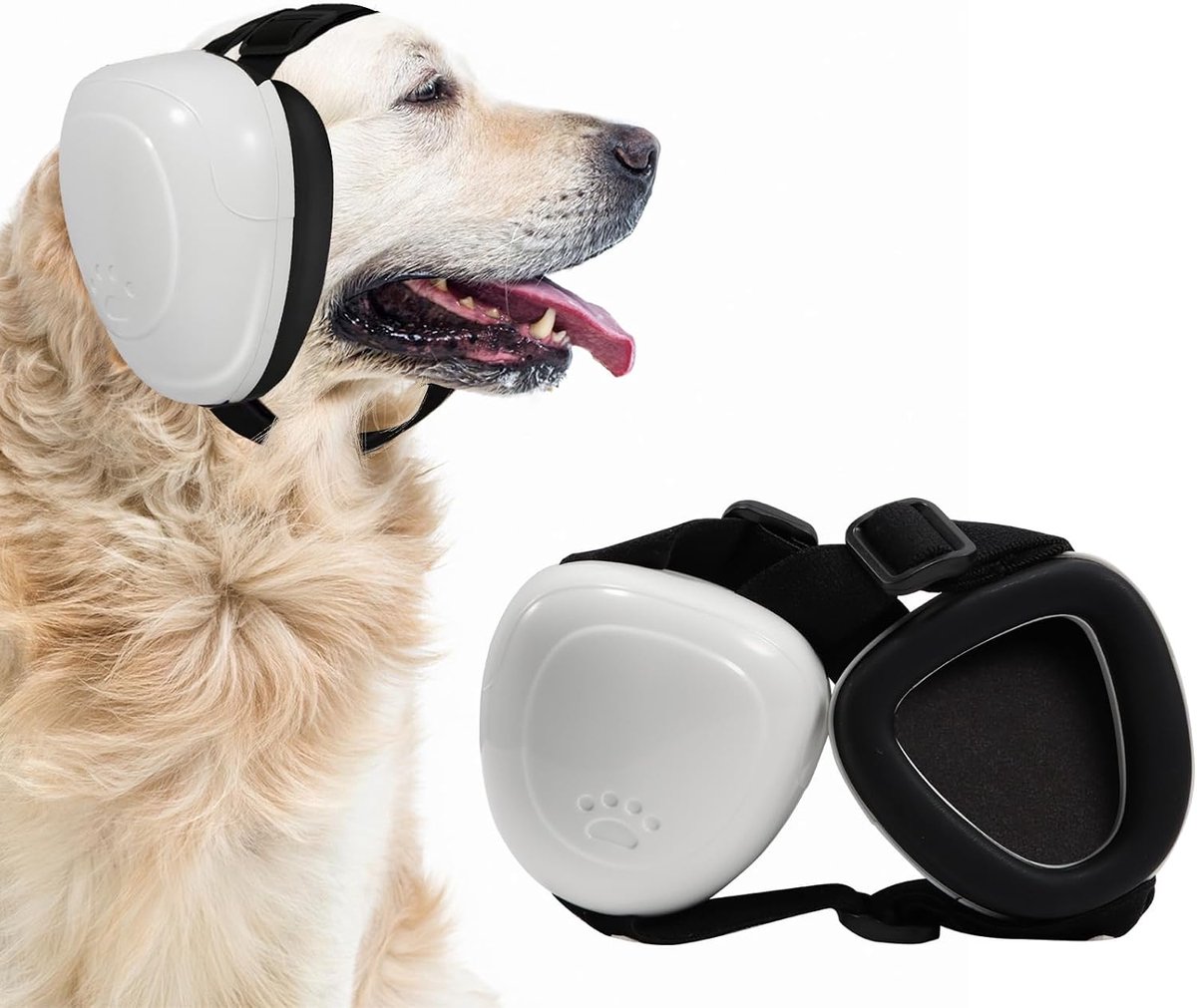 SnelShoppen - Gehoorbescherming voor Honden - Instelbare Geluidsreductie Oorbeschermers voor Honden (Wit, Maat S) - Ideaal voor Feesten, Kamperen en R
