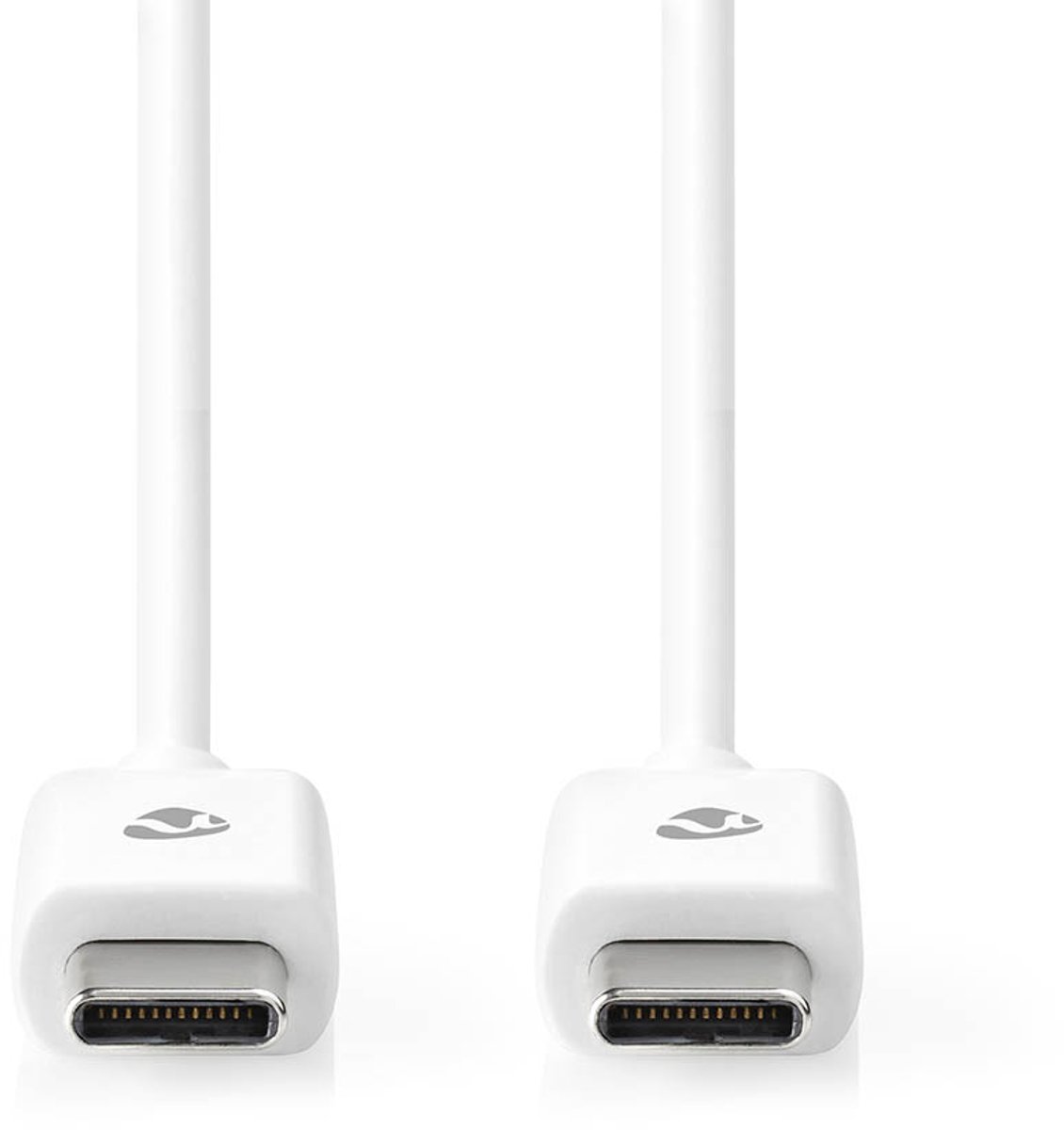 Nedis USB-Kabel - USB 2.0 - USB-C Male - USB-C Male - 60 W - 480 Mbps - Vernikkeld - 2.00 m - Rond - PVC - Wit - Doos