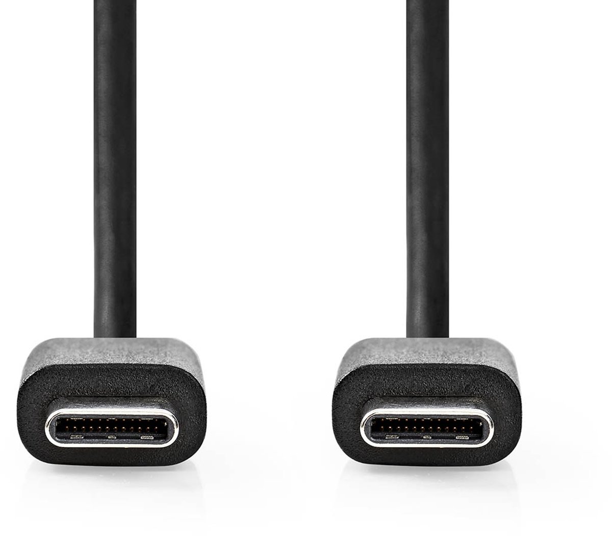 Nedis USB-Kabel - USB 2.0 - USB-C Male - USB-C Male - 60 W - 480 Mbps - Vernikkeld - 2.00 m - Rond - PVC - Zwart - Label