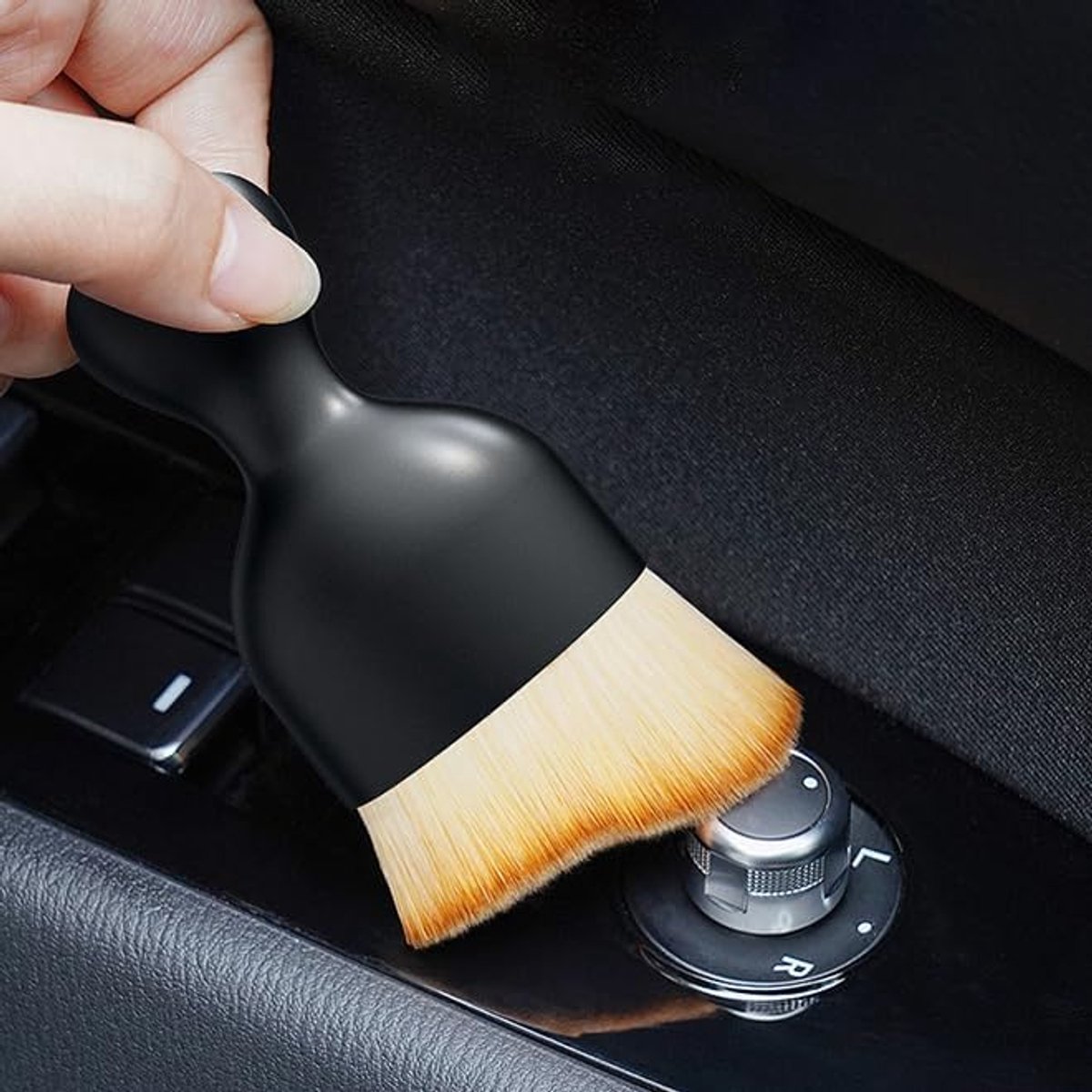 SnelShoppen - Auto Reinigingsborstel Interieur Reinigingsgereedschap Detailborstel Zachte Haren Microvezel Handvat Hoekige Vorm Voor Auto Interieur