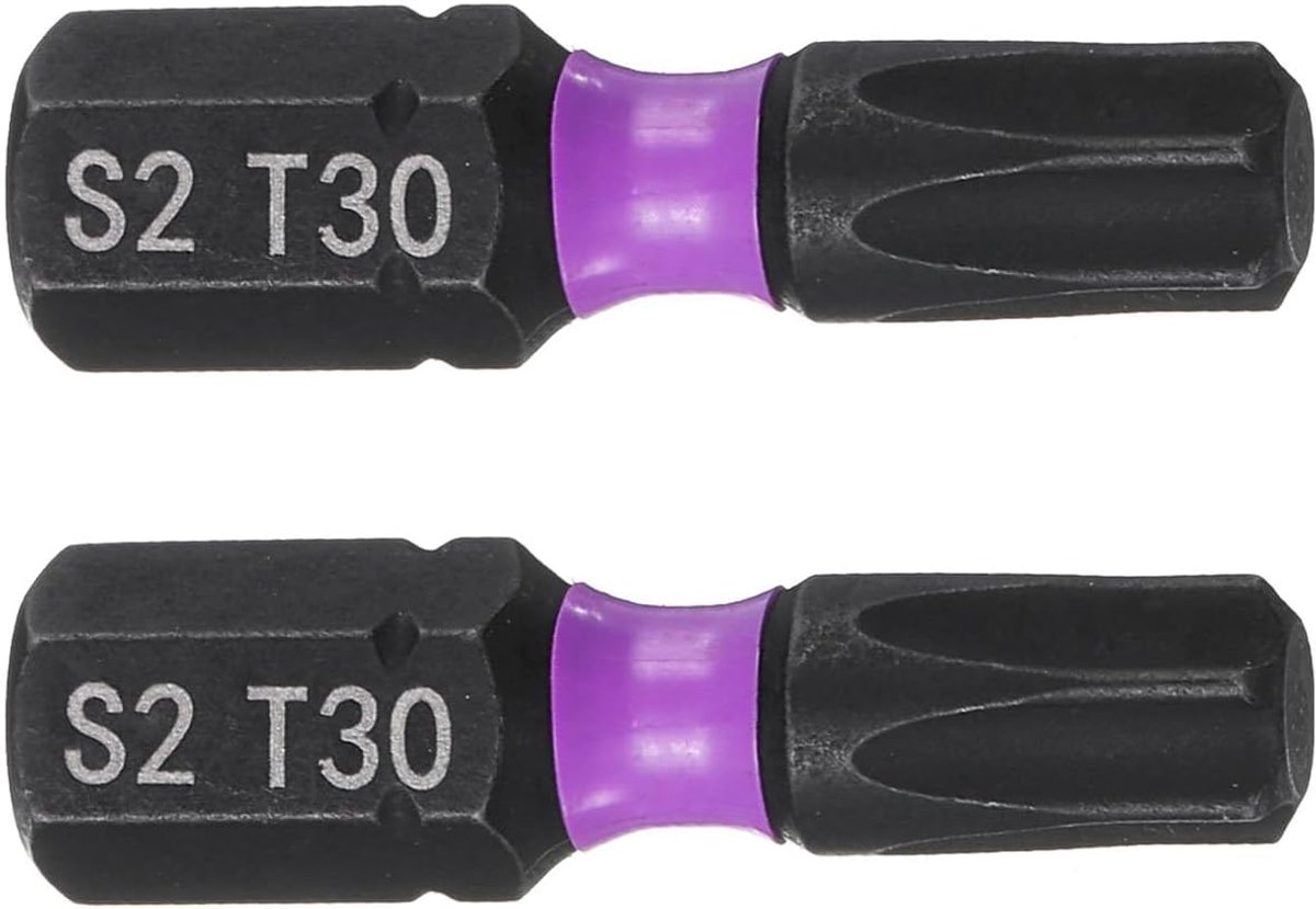 SnelShoppen - 2pcs T30 Torx Schroevendraaier Bits, 1/4" Hex Shank 25mm Lengte Magnetische Ster Schroevendraaier Bits S2 Staal Torx Bit Set voor Elektr