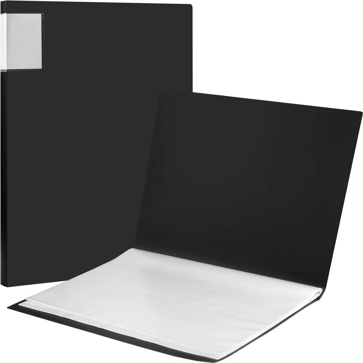 SnelShoppen - A3 Displaymap Set, Zwart Presentatiemap met 40 Doorzichtige Plastic Hoezen, Perfect voor Kunstwerkdocumenten, Documenten en Presentaties