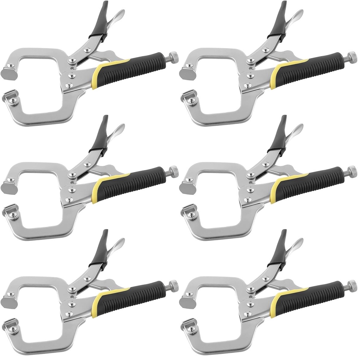 SnelShoppen - 6 Stuks 6 Inch Metaal Grip Lock C Klemmen, Verstelbare Las Klemmen, Zware Klemmen met Schroeven en Draaipads voor Houtbewerking, Lassen,
