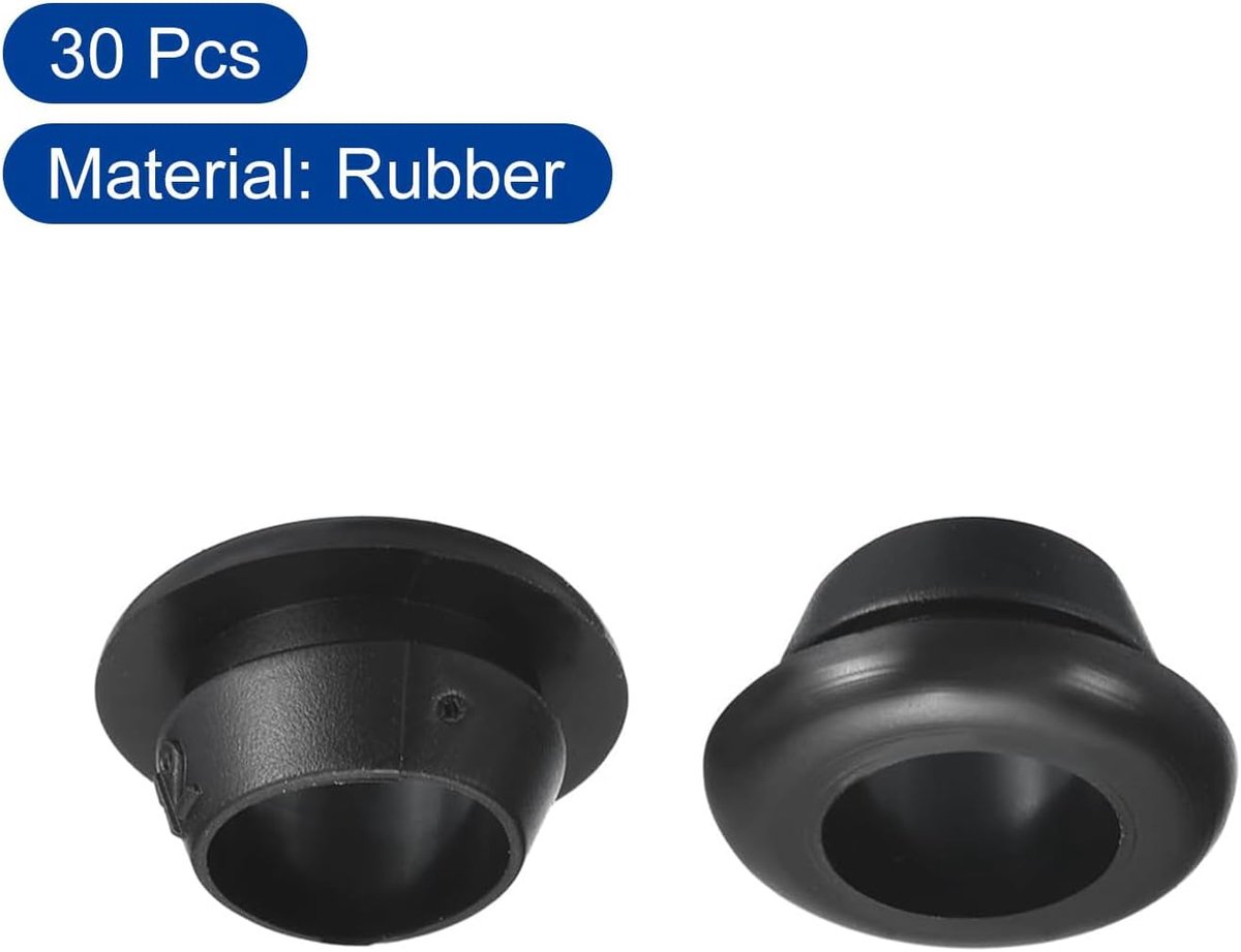SnelShoppen - 30 Stuks Rubber Grommets, 12mm ID, 10mm Boorgat, Dubbelzijdige Holle Dichting, Kabelbeschermers voor Kantoor, Thuis, Auto