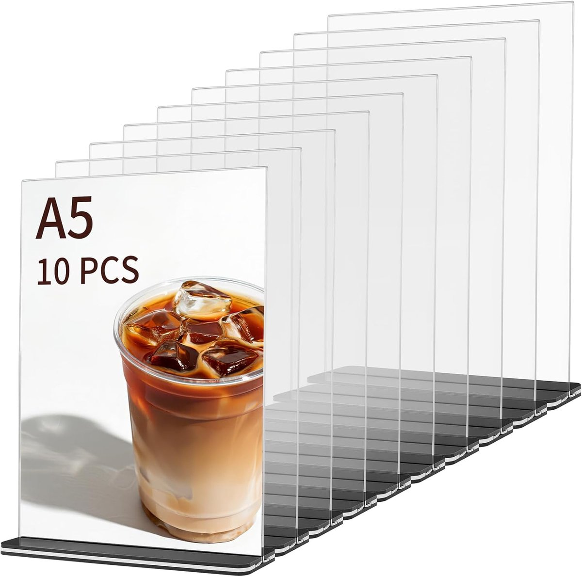 SnelShoppen - 10 stuks A5 Dubbelzijdige Acryl Bordhouder, Perspex Displaystandaard voor Menu's, Posters en Informatiekaarten - Ideaal voor Restaurant,