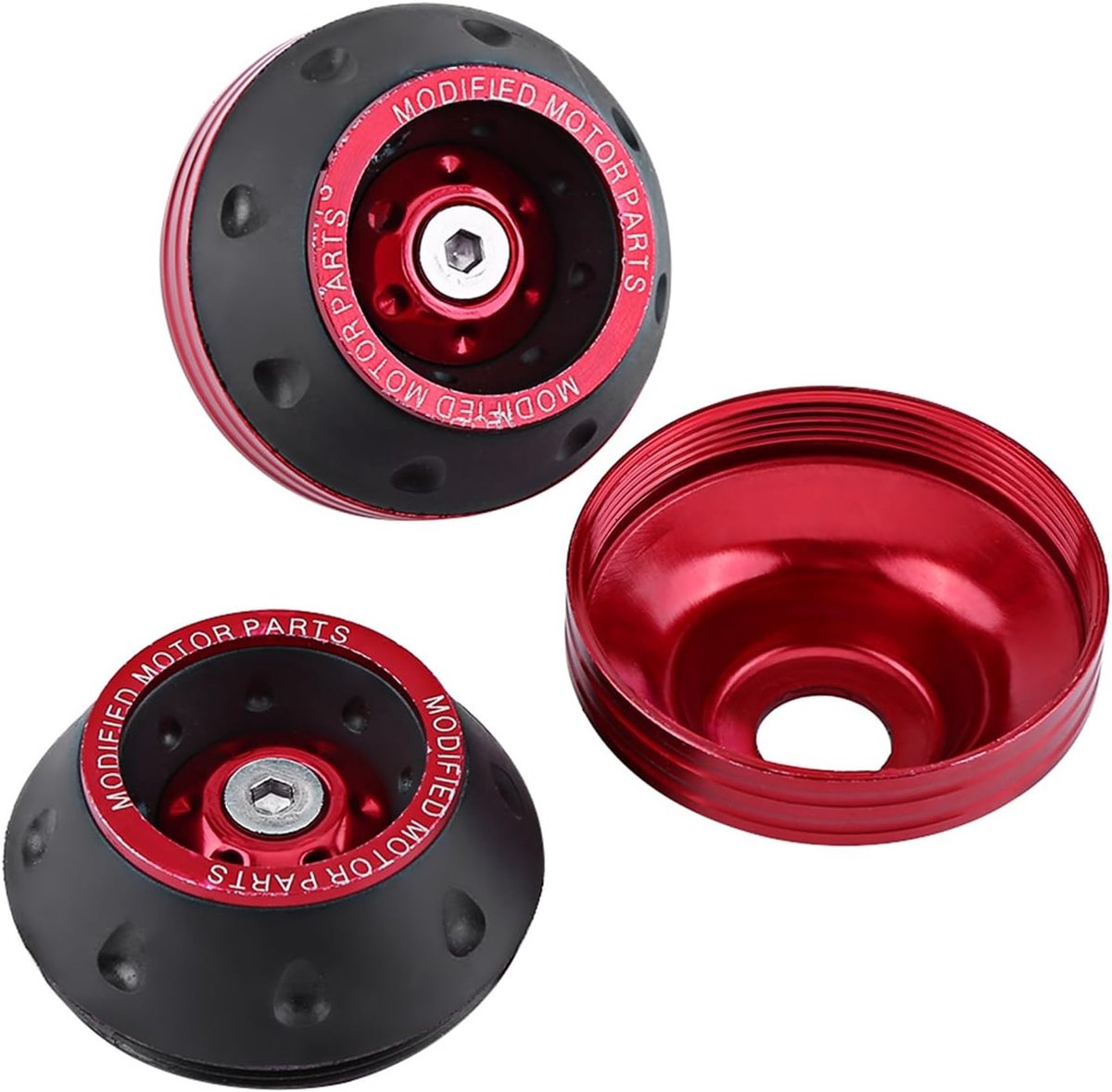 SnelShoppen - CNC Aluminium Vork Wiel Frame Schuifregelaars Bescherming voor Scooter Bromfiets - Universele Maat - Rood - Slijtvast en Veiligheid Verh