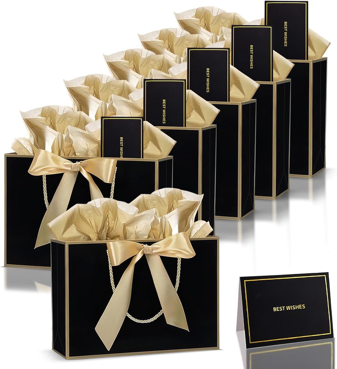 SnelShoppen - Geschenkzakje met Strik Papieren Handdoek Kaart, Kerstvakantie Verjaardag Boodschappentas, Milieuvriendelijk Cadeauverpakking, 1 Stuk, P