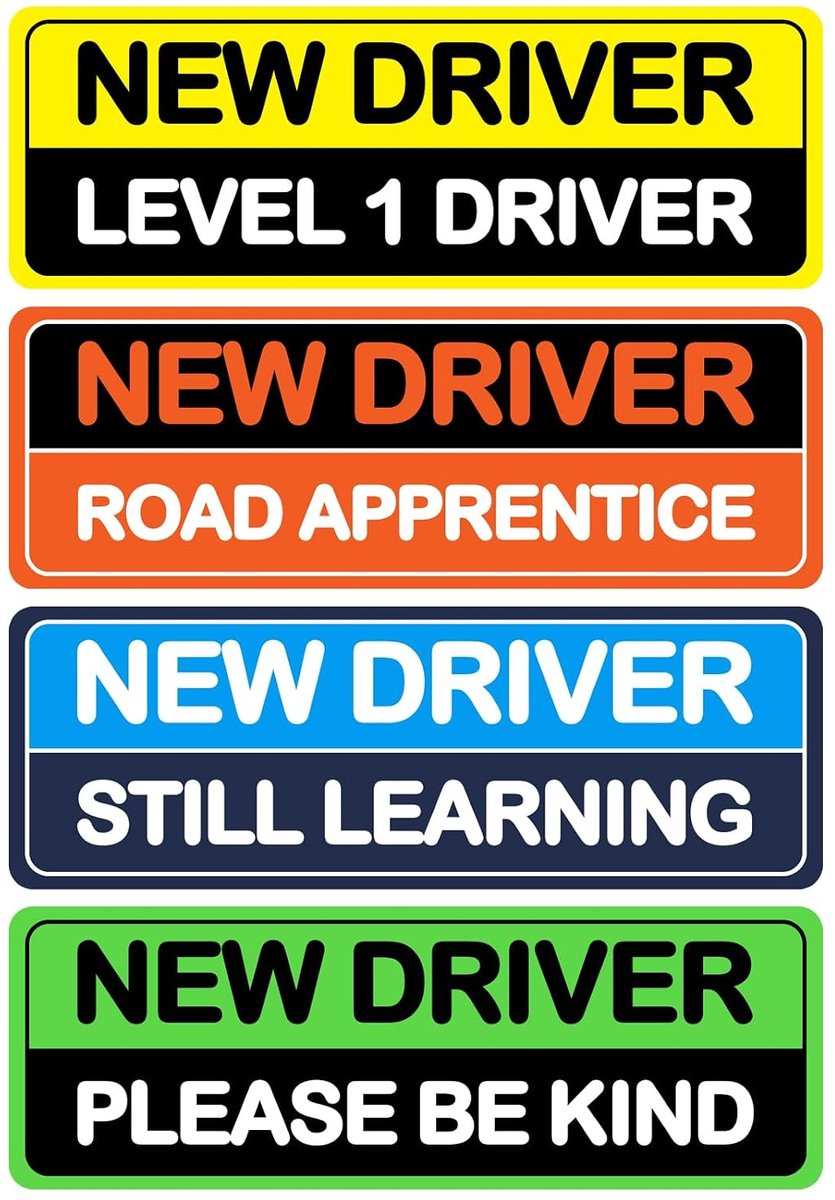 SnelShoppen - 4 Stuks Magnetische Auto Stickers voor Beginners, Grappige Reflecterende Magnetische Borden, Veiligheidsdecoratie voor Bumper, Hulpstuk