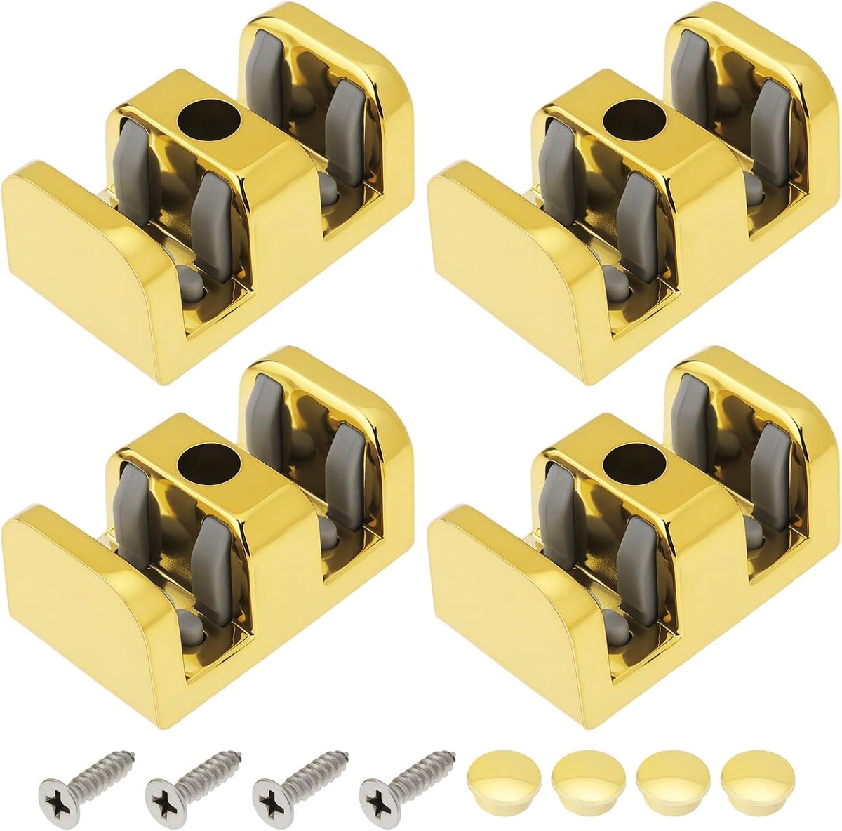 SnelShoppen - 4 stuks 8mm Anti-Collisie Stopper Zijkant Gids Geschikt voor Glazen Badkamer Schuifdeur Douchekamer, Goud (50 x 30 x 24mm)