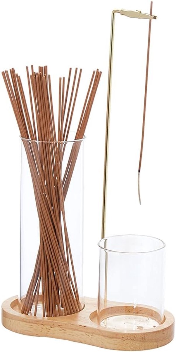 SnelShoppen - 2-in-1 Wierookhouder voor Sticks met Glazen Asopvangbak - DICOSETIC Multifunctionele Wierookbrander voor Aromatherapie en Meditatie - Id