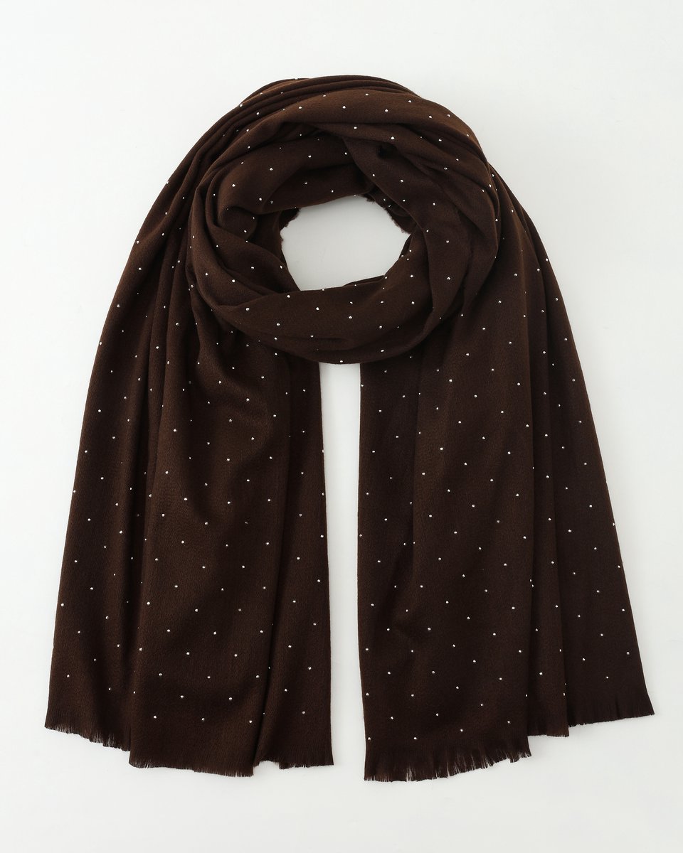 Nouka - Dikke Winter Sjaal - Donker Bruin - Herfst Kleuren - Bruin - met Steentjes - Cadeau voor Vrouwen - 90 x 180 cm