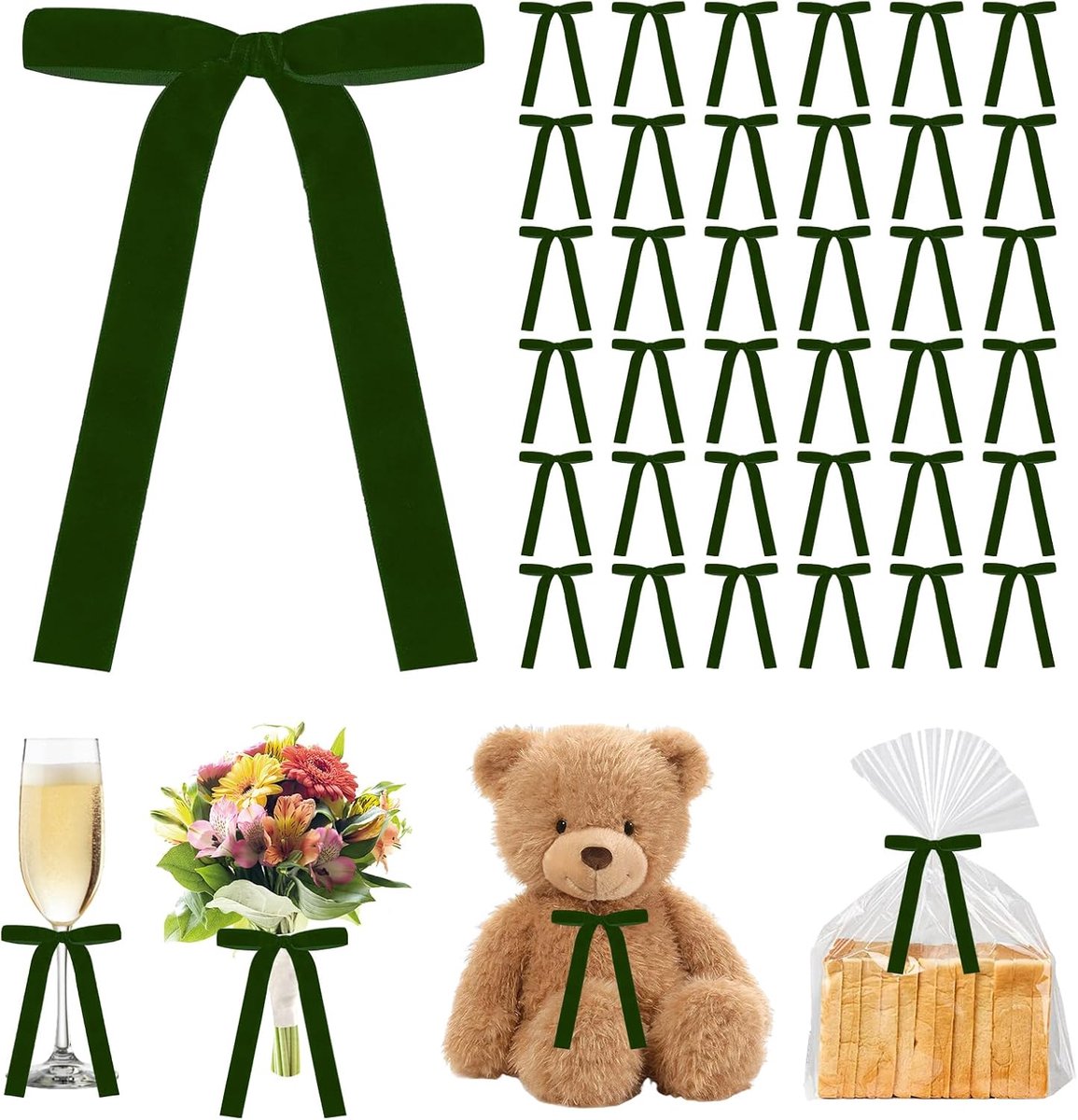 36 Pcs Velvet Fringes Bow with Twist Tie for Christmas Decoration Pre-tied Butterfly Knot Ornament for Festival Home - ShopVlot
