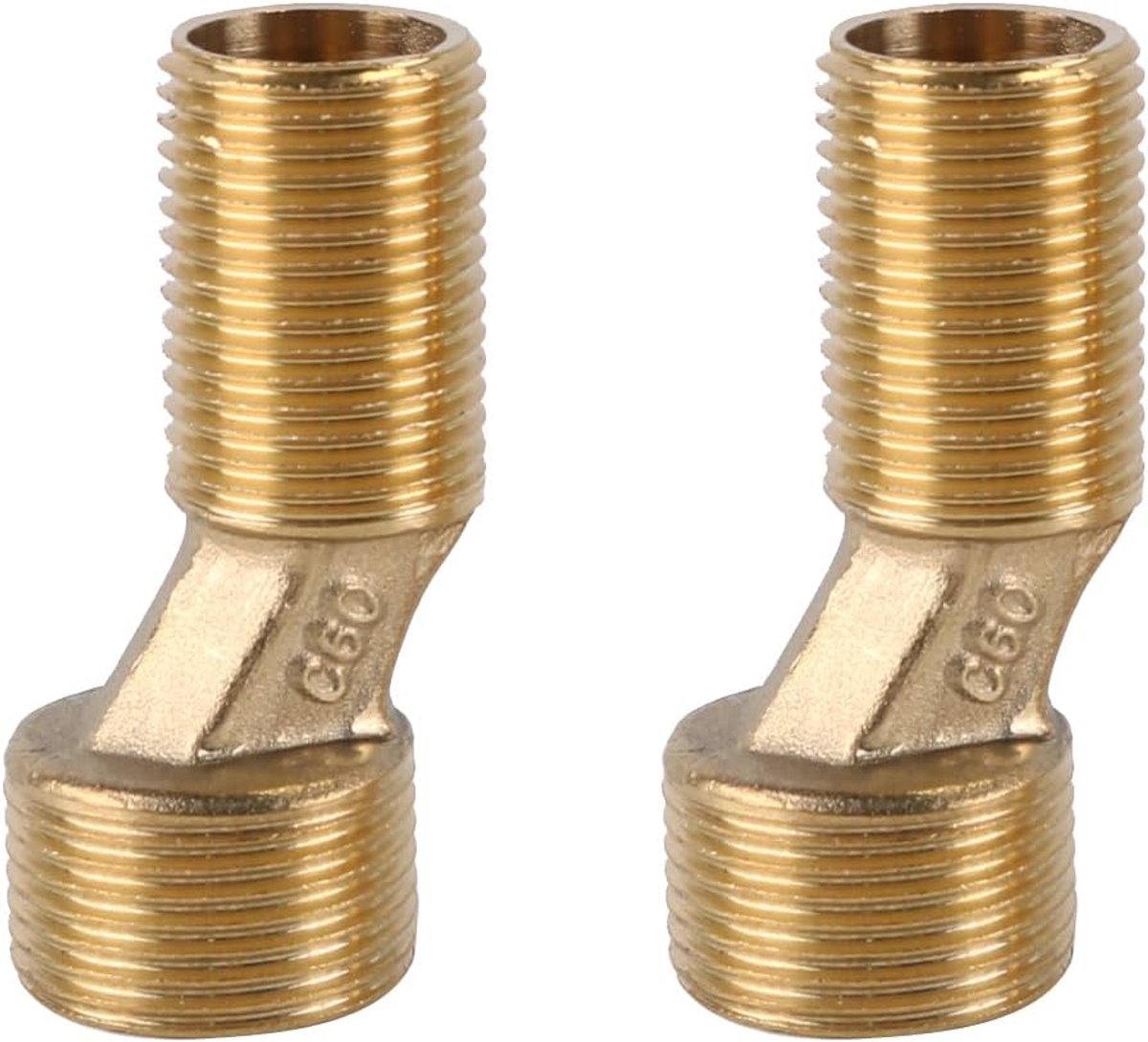SnelShoppen - Douchekraan Adapters Messing 3/4" naar 1/2" S-Type met 9mm Offset Verstelbare Swingarm Uitbreiding - 2-Pack voor Badkamer Kranen