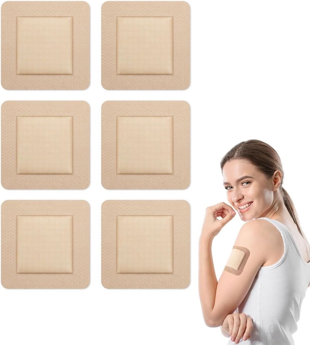 Pack of 6 silicone foam bandages 5 x 5 cm, silicone patches for wound protection, breathable and skin-friendly, ideal - ShopVlot