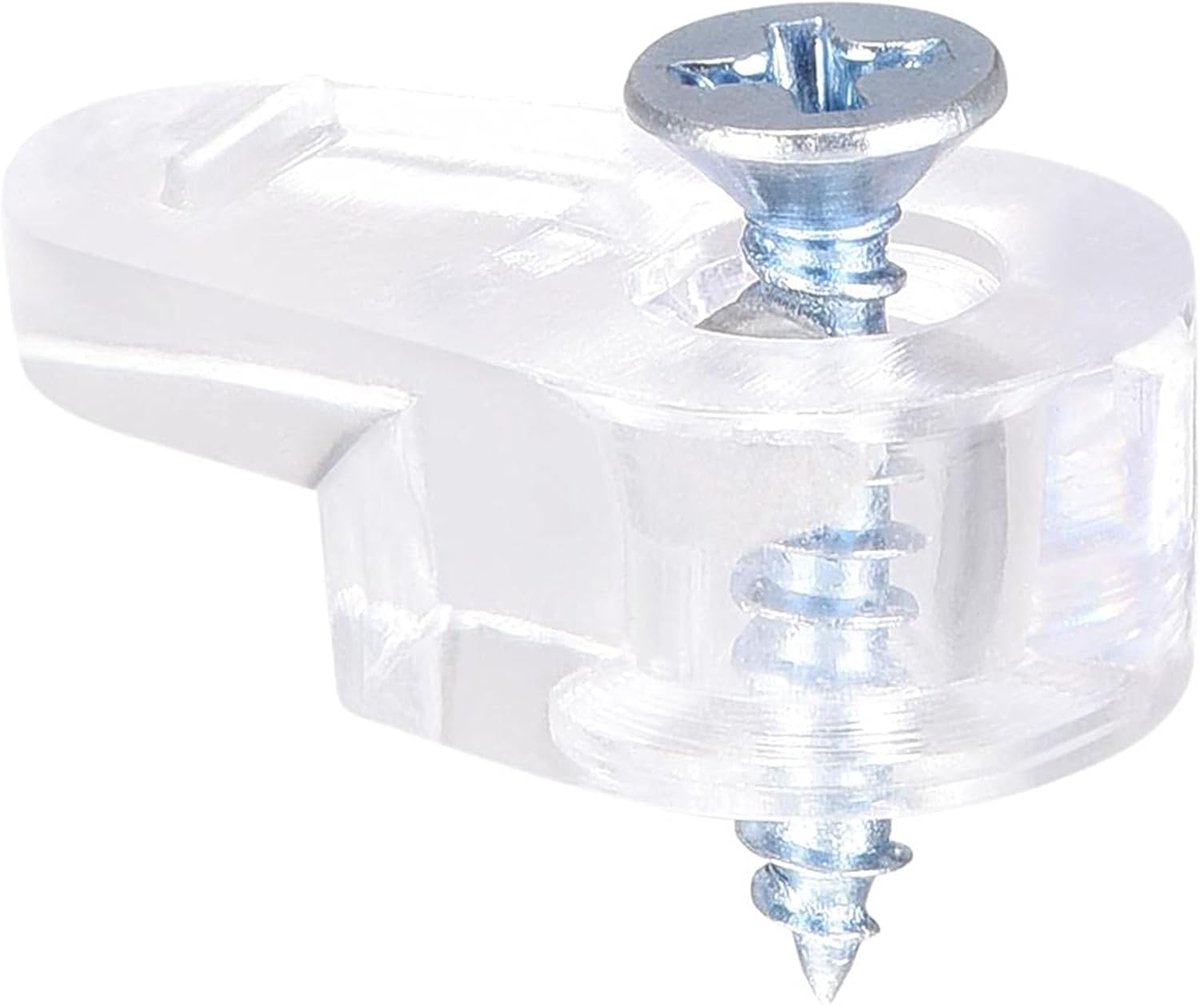 SnelShoppen - 20 Stuks Glas Retainer Clips Set 20mm x 11mm, Duidelijke Plastic Spiegels Houder Clips met Schroeven, Voor Deuren, Kasten, Glasbevestigi
