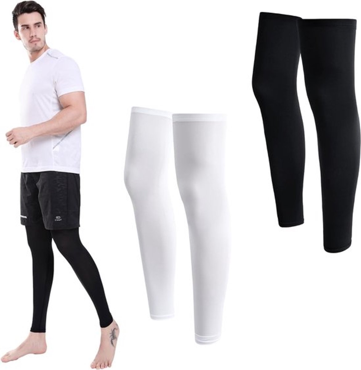 Compressiekousen voor Sport en Fitness - Ademend, Antislip, Perfect voor Hardlopen en Fietsen - 2 Paar Bescherming voor Benen en Knieën