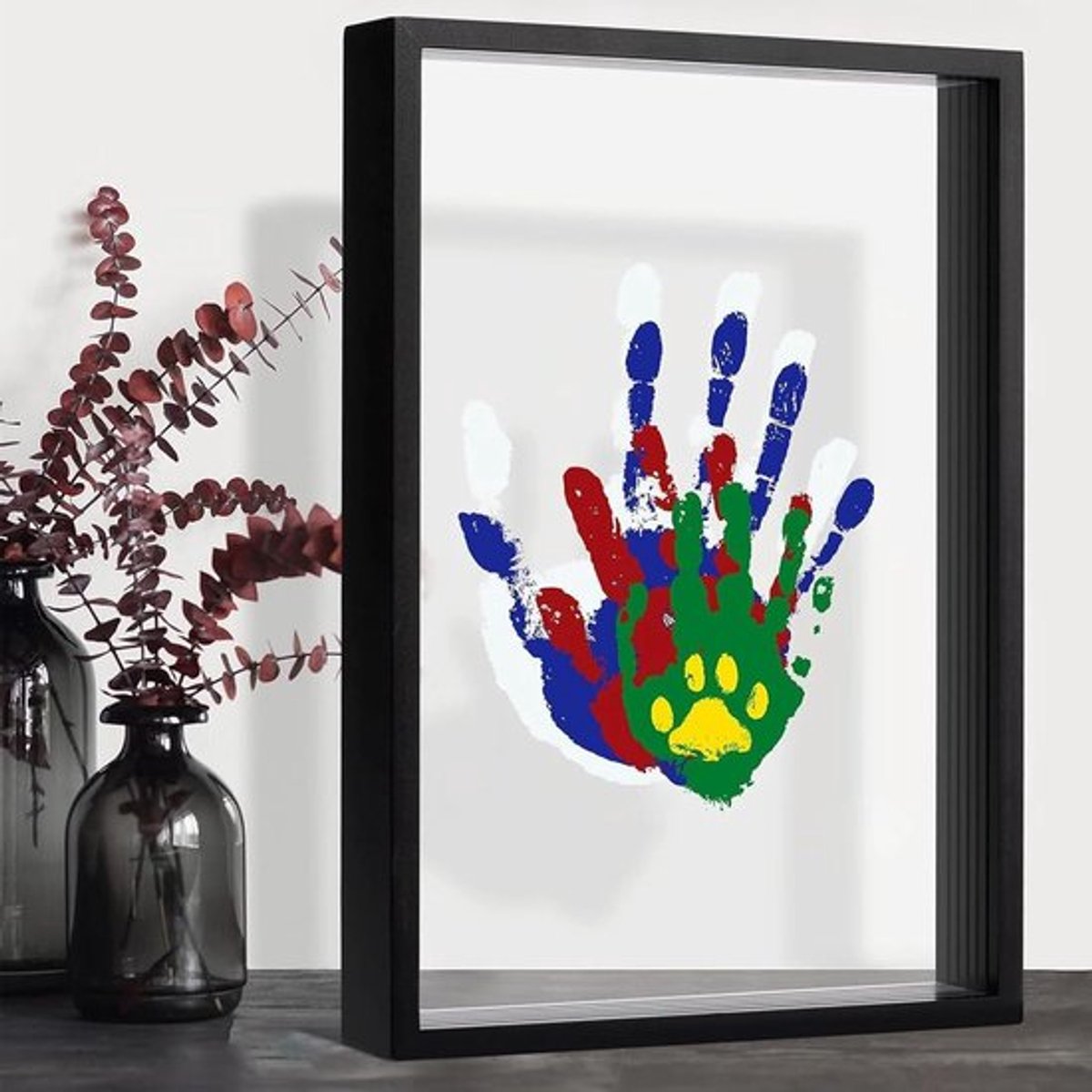 Familie Handafdrukset voor Kinderen - Creatieve DIY Craft met Houten Lijst, Herinneringen aan Voet- en Handafdrukken