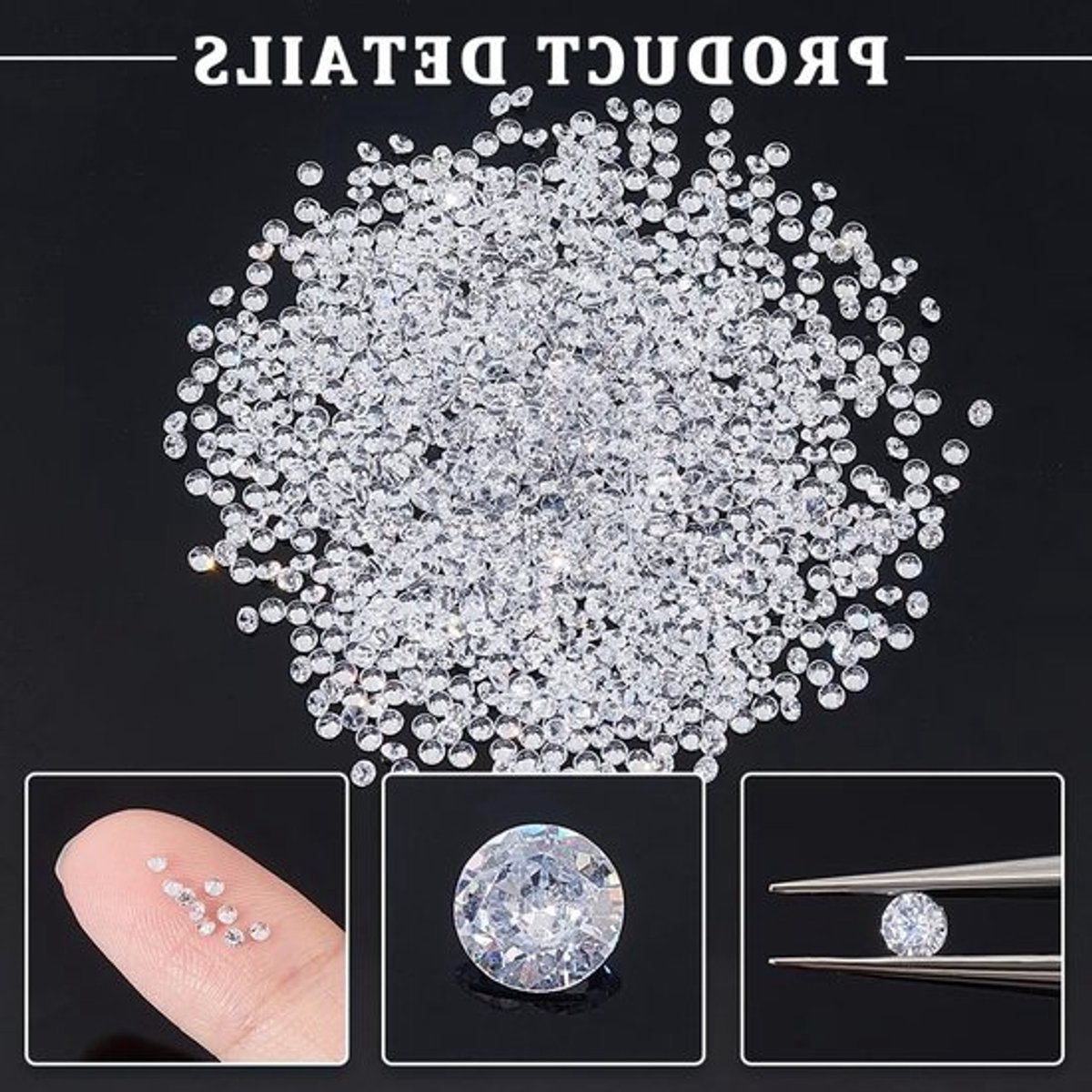 2000 Stuks Heldere Cubic Zirconia Steentjes 1.5mm Facet Geslepen CZ Diamanten voor Sieraden Maken, Ringen en Oorbellen