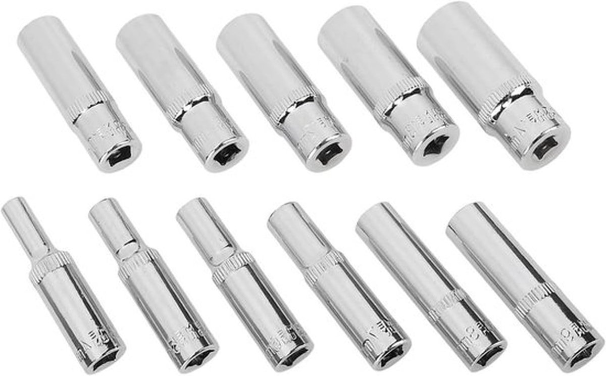 Uitgebreide 11-delige 1/4 Inch Hex Chrome Vanadium Stalen Diepe Steeksleutel Set van 4 tot 14MM voor Professioneel Gebruik