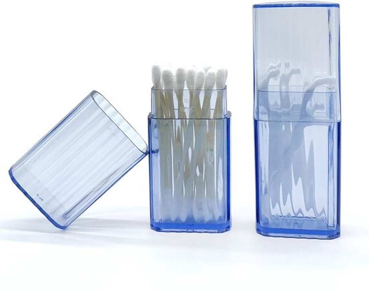 Draagbare en Transparante Opbergdoos voor Wattenstaafjes - 2 Stuks - Compact en Stofdicht voor Watten, Tandenstokers en Schoonmaakaccessoires