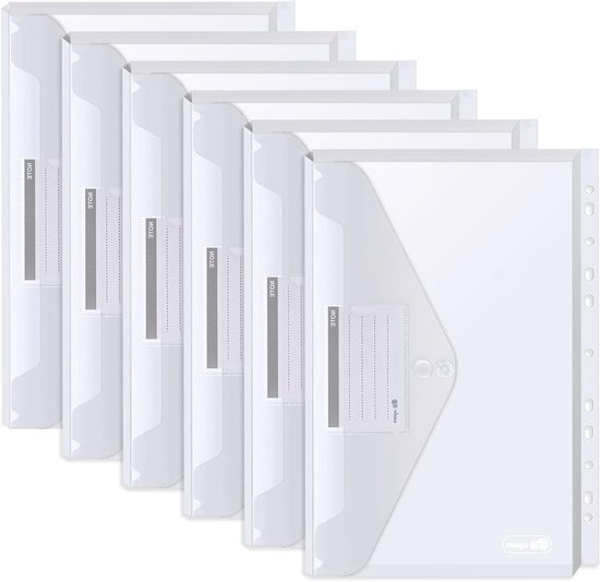 Uitbreidbare A4 Plastic Mappen Set van 20 Stuks, Documentenfolders met 2 Knoppen, Perforatie en Labelcompartiment voor Thuis en Kantoororganisatie