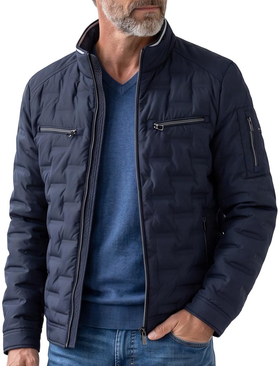 CASA MODA comfort fit tussenjas - blauw - wit