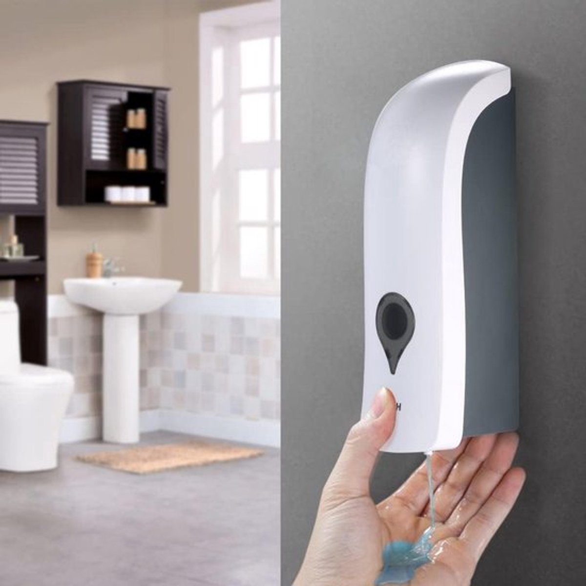 Muurbevestigde Zeepdispenser zonder Boren, Eenvoudig Ontwerp voor Badkamer, Geschikt voor Douchegel en Vloeibare Shampoo, Praktische Accessoire